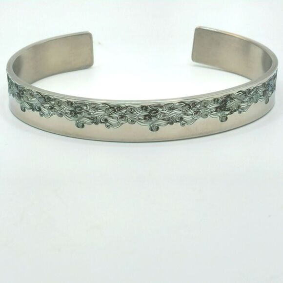 Silver Never Forget How Much I Love You Bangle Cuff Bracelet - Picture 1 of 4